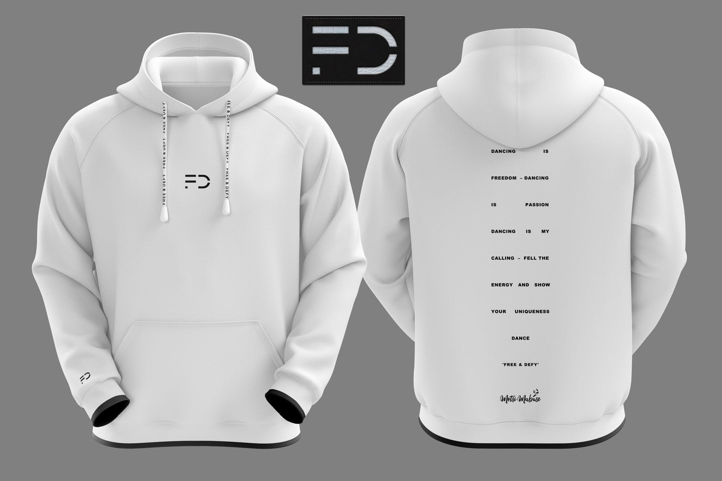 MEN HOODIE - WHITE - MOTSI MABUSE TANZSCHULE
