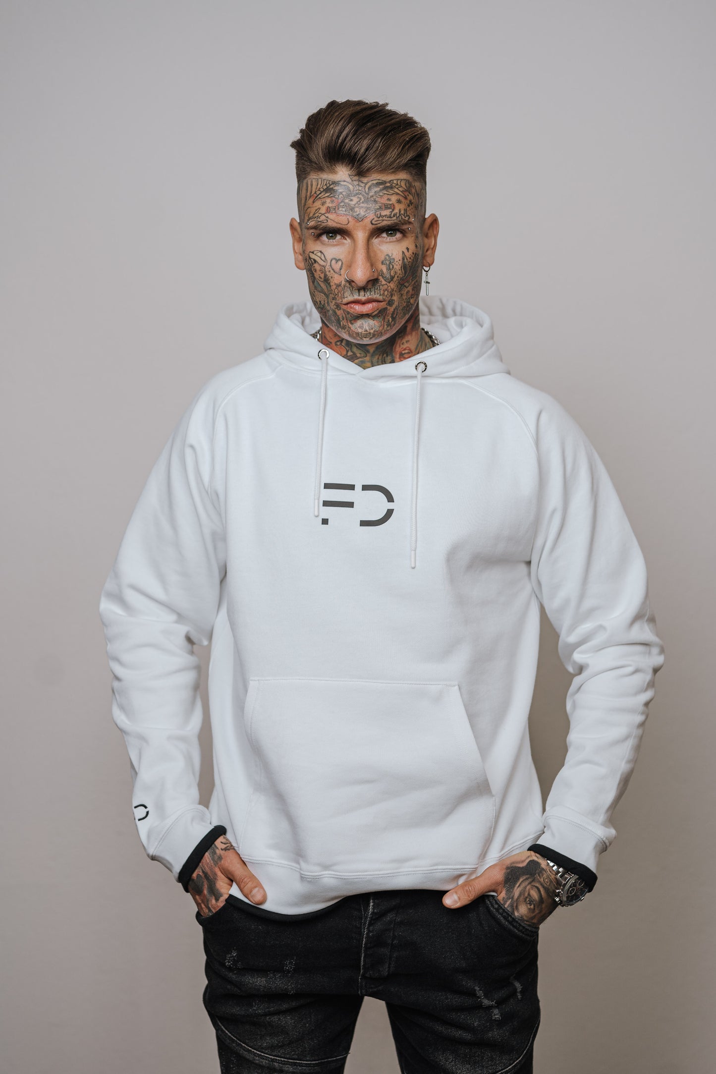 MEN HOODIE - WHITE OVERSIZE