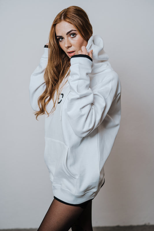 WOMEN HOODIE - WHITE OVERSIZE