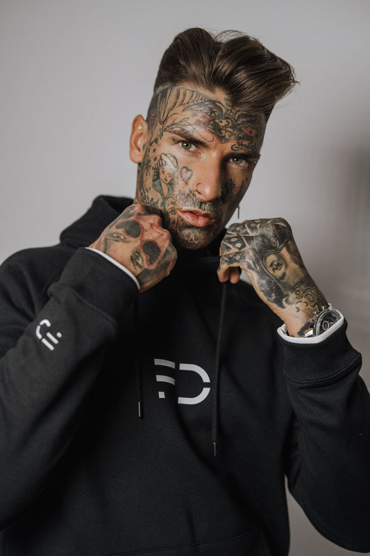 MEN HOODIE - BLACK REGULAR (W&R)