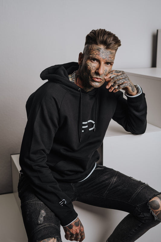 MEN HOODIE - BLACK OVERSIZE (W&R)